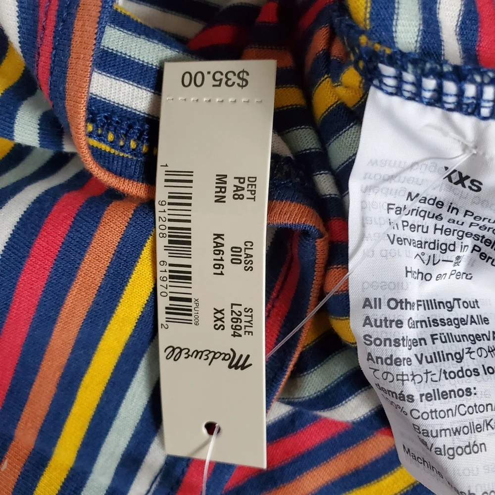 Madewell Rainbow Stripe Knot front Short Slv Tee - Picture 6 of 7